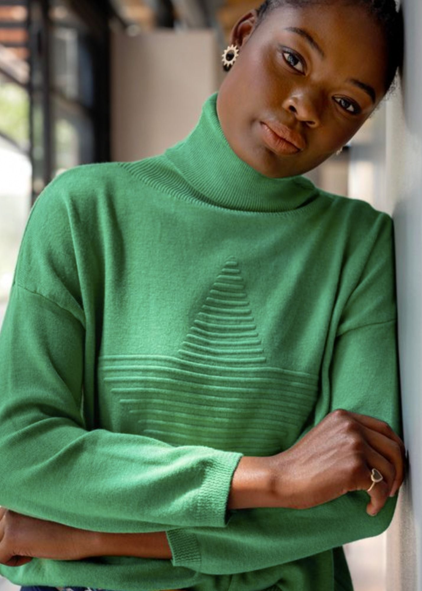Stella Star Knit Polo Neck in Emerald