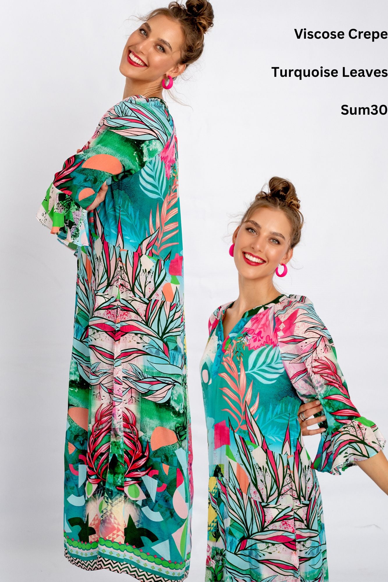 Jubilee Dress in Turquoise Leaves