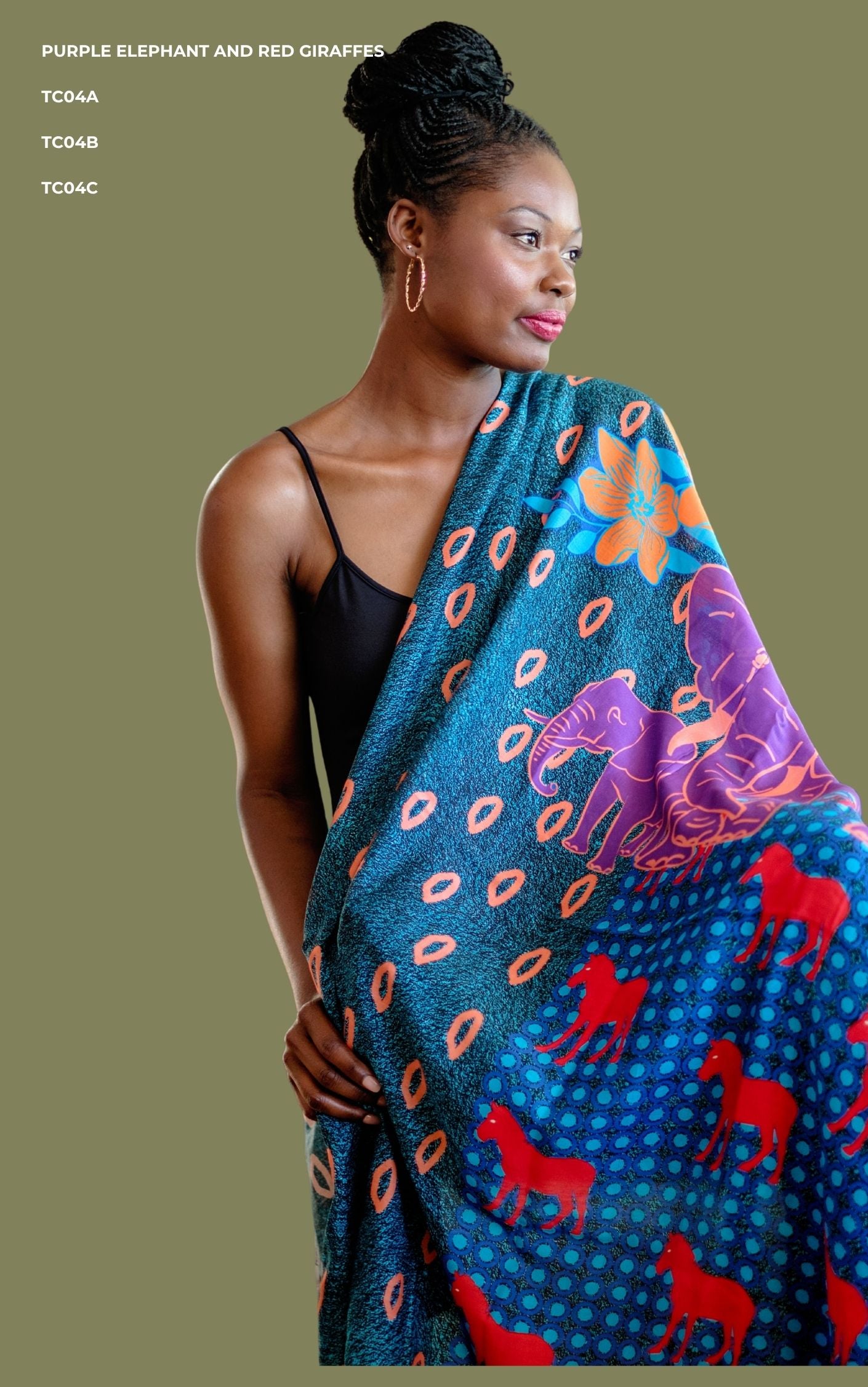 The Luxury Scarf Collection – Purple Elephant and Red Giraffes