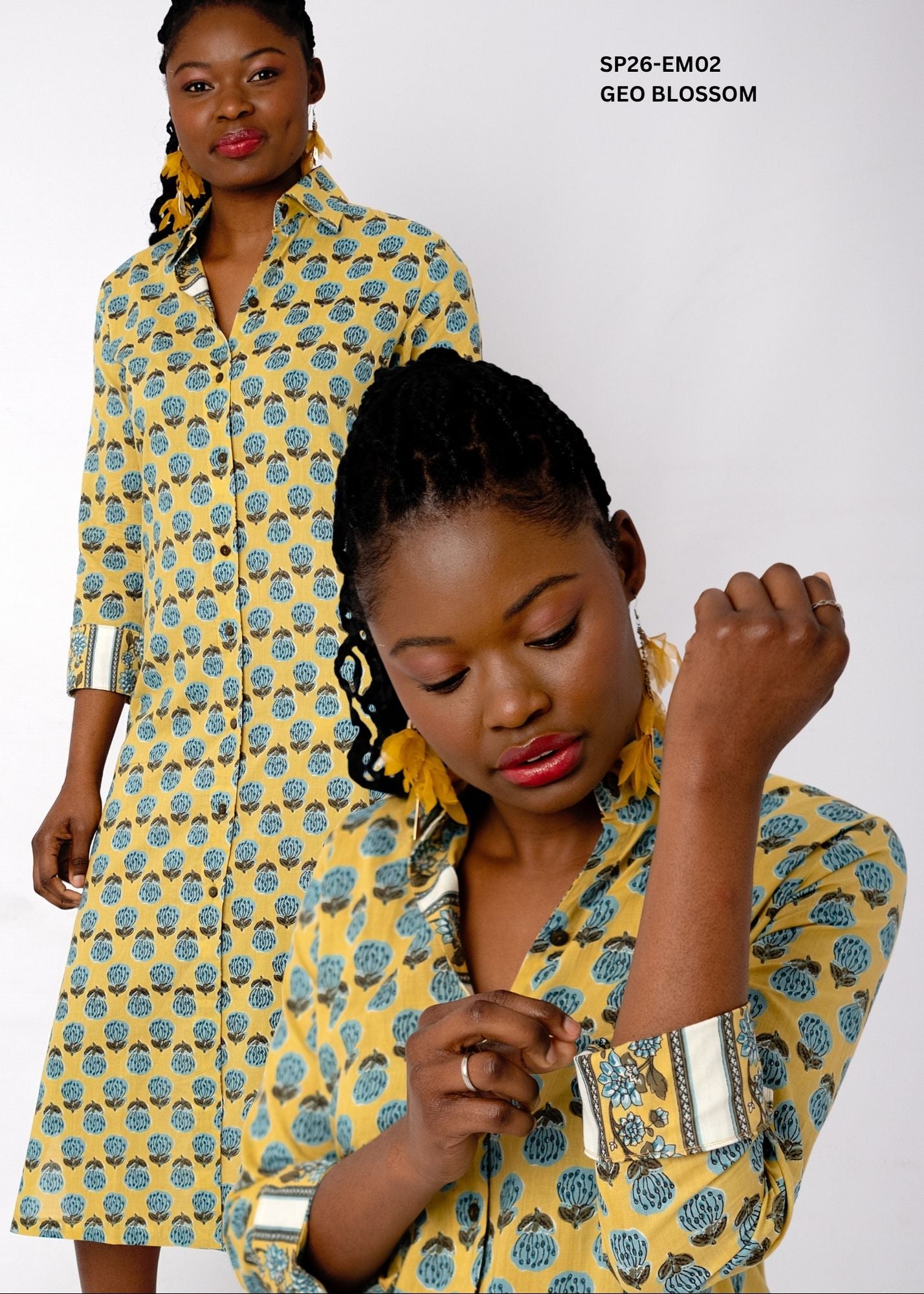 Emma Cotton Shirt Dress – Geo Blossom
