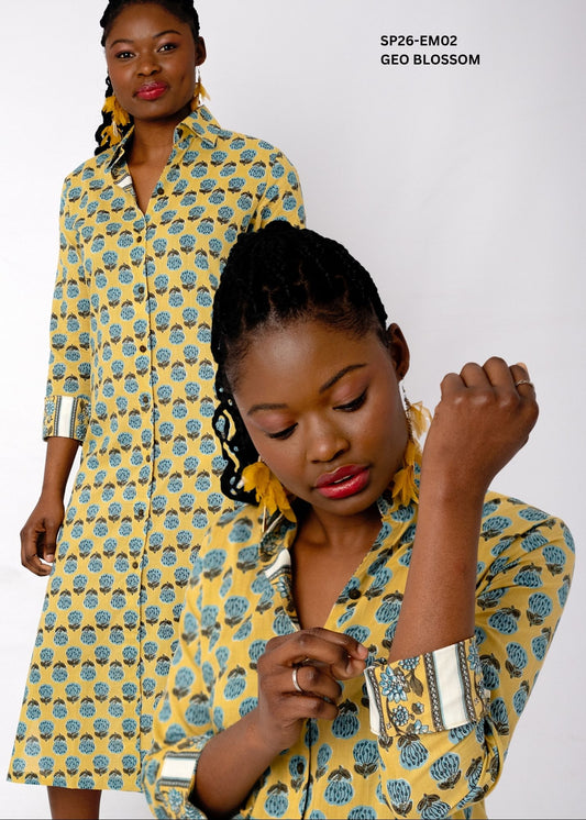 Emma Cotton Shirt Dress – Geo Blossom