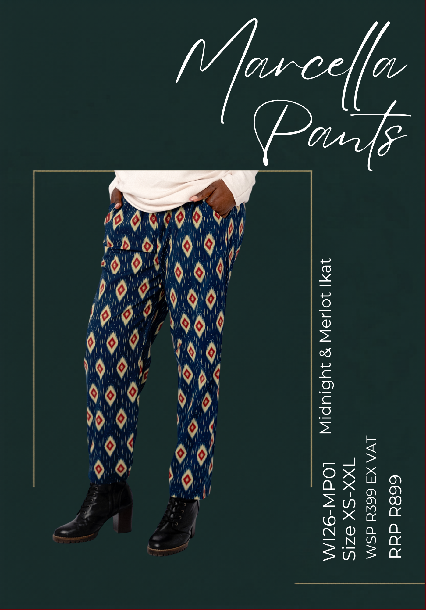 Marcella Tapered Pants – Midnight and Merlot Ikat