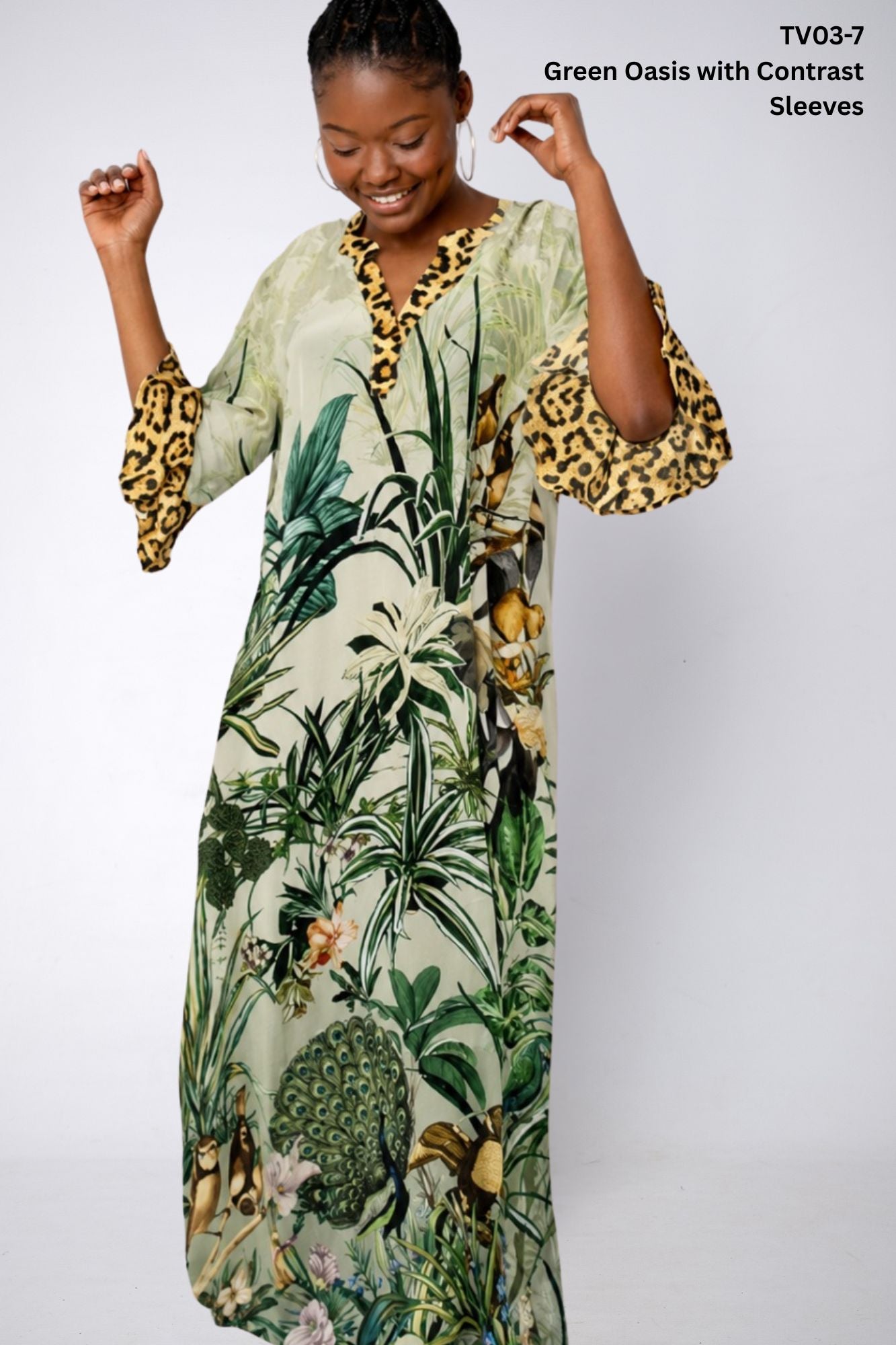 Jubilee Dress – Green Oasis with Contrast Sleeves