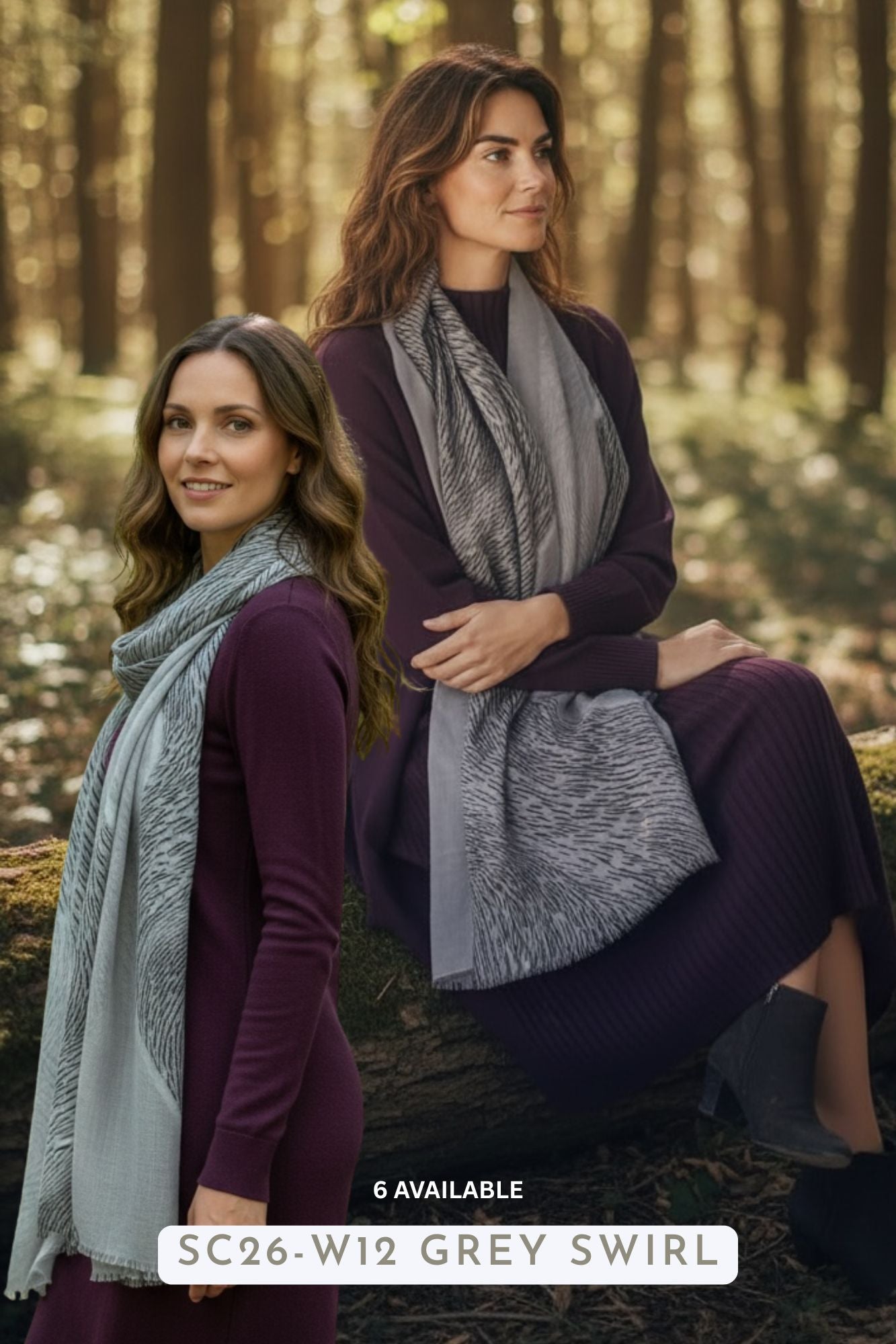 Winter Scarf Black Grey Swirl