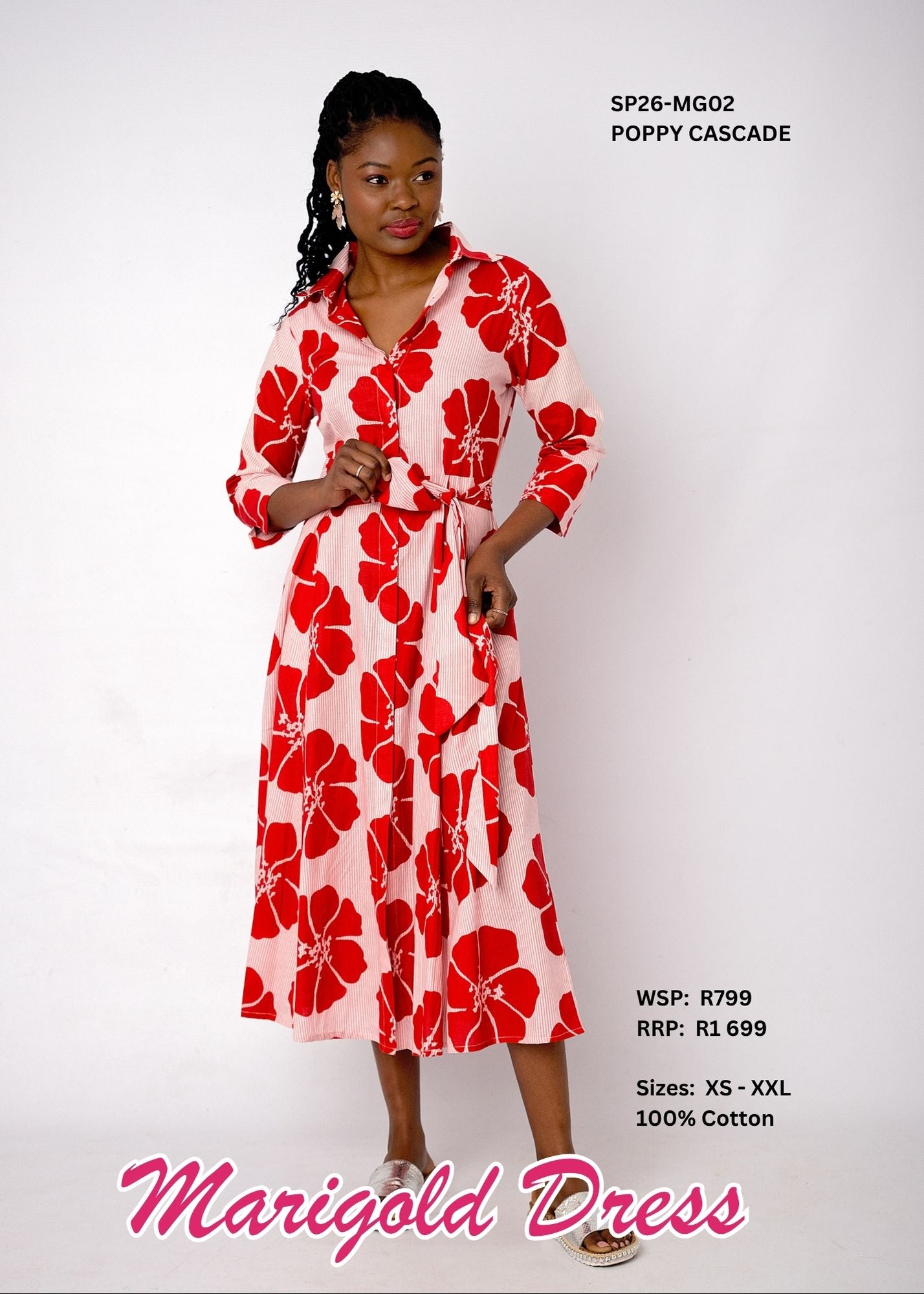 Marigold Cotton Shirt Dress – Poppy Cascade