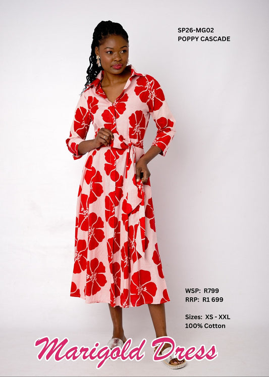 Marigold Cotton Shirt Dress – Poppy Cascade