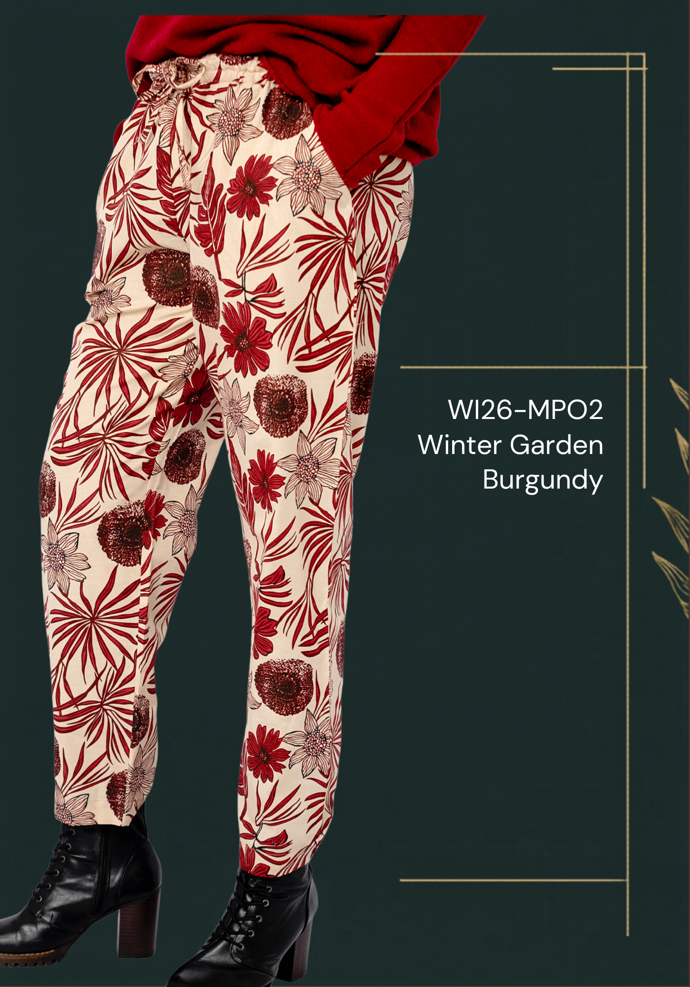 Marcella Tapered Pants – Winter Garden Burgundy