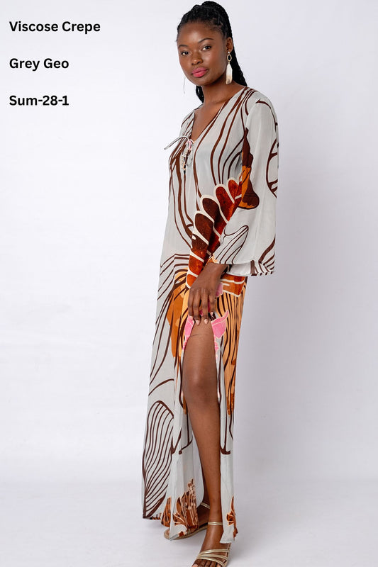 Lanira Dress in Grey Geo