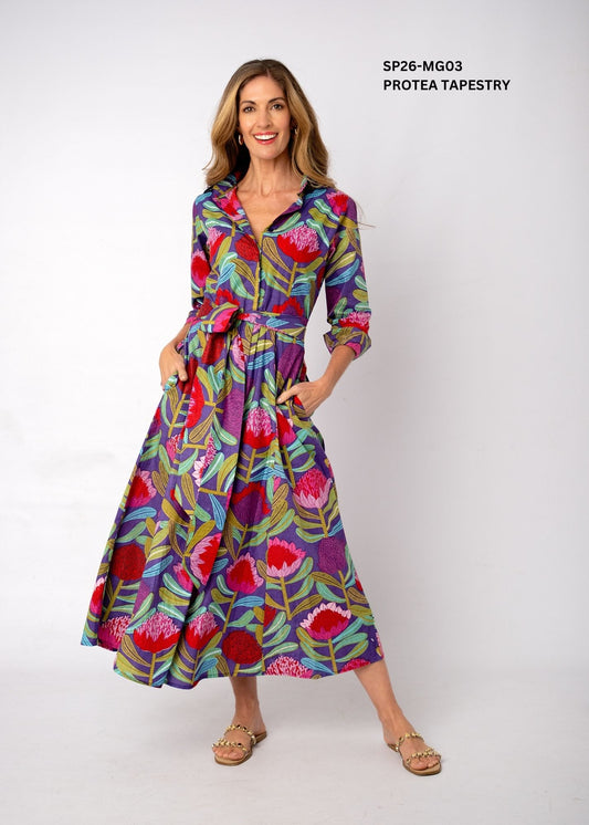 Marigold Cotton Shirt Dress – Protea Tapestry