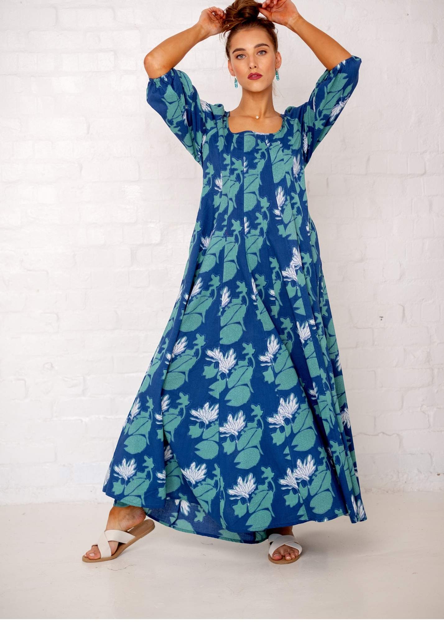 Tamsyn Dress,  Blue, White and Turquoise Print