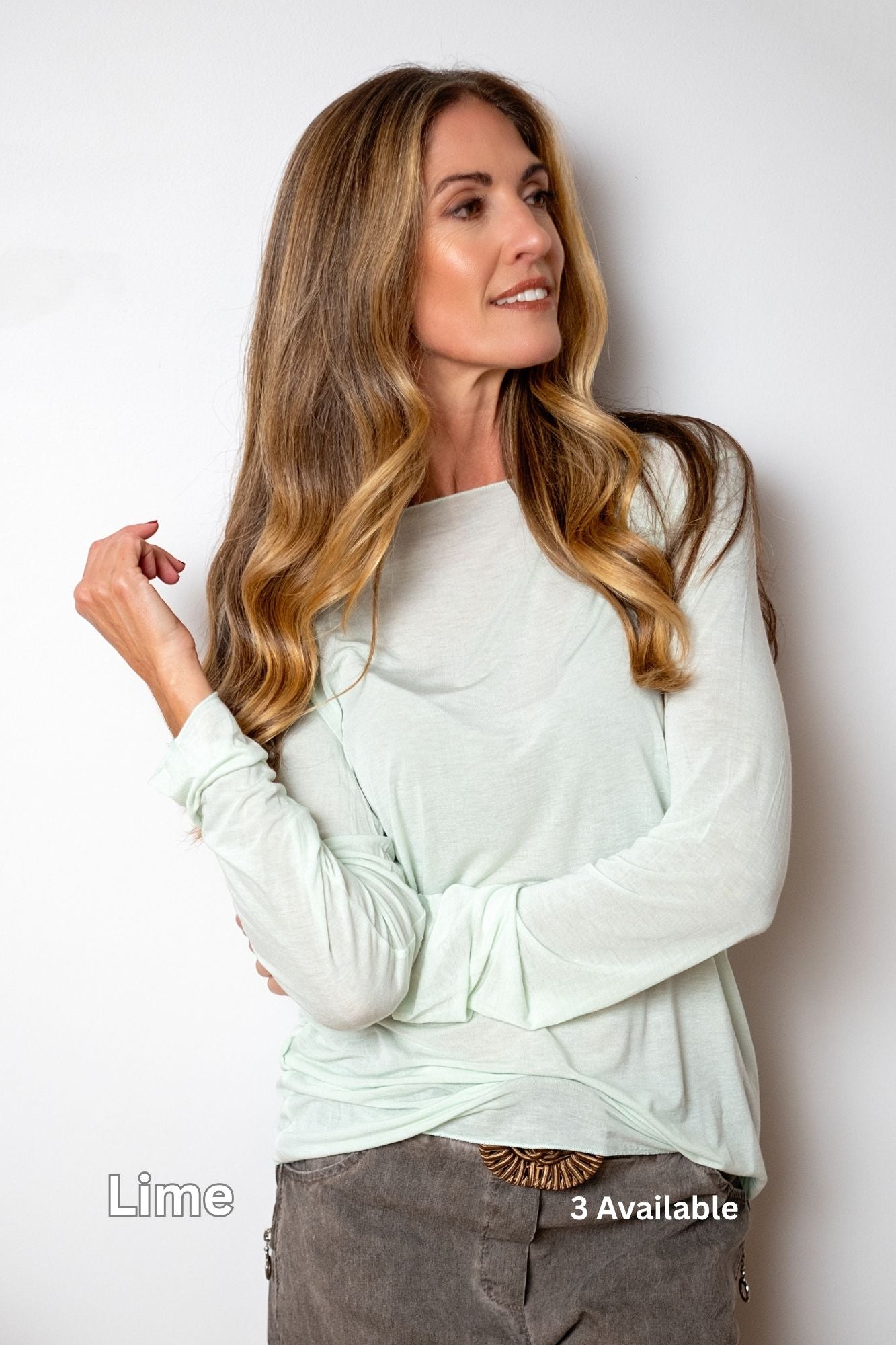 Scoop Neck Sheer Cashmere Top in Lime