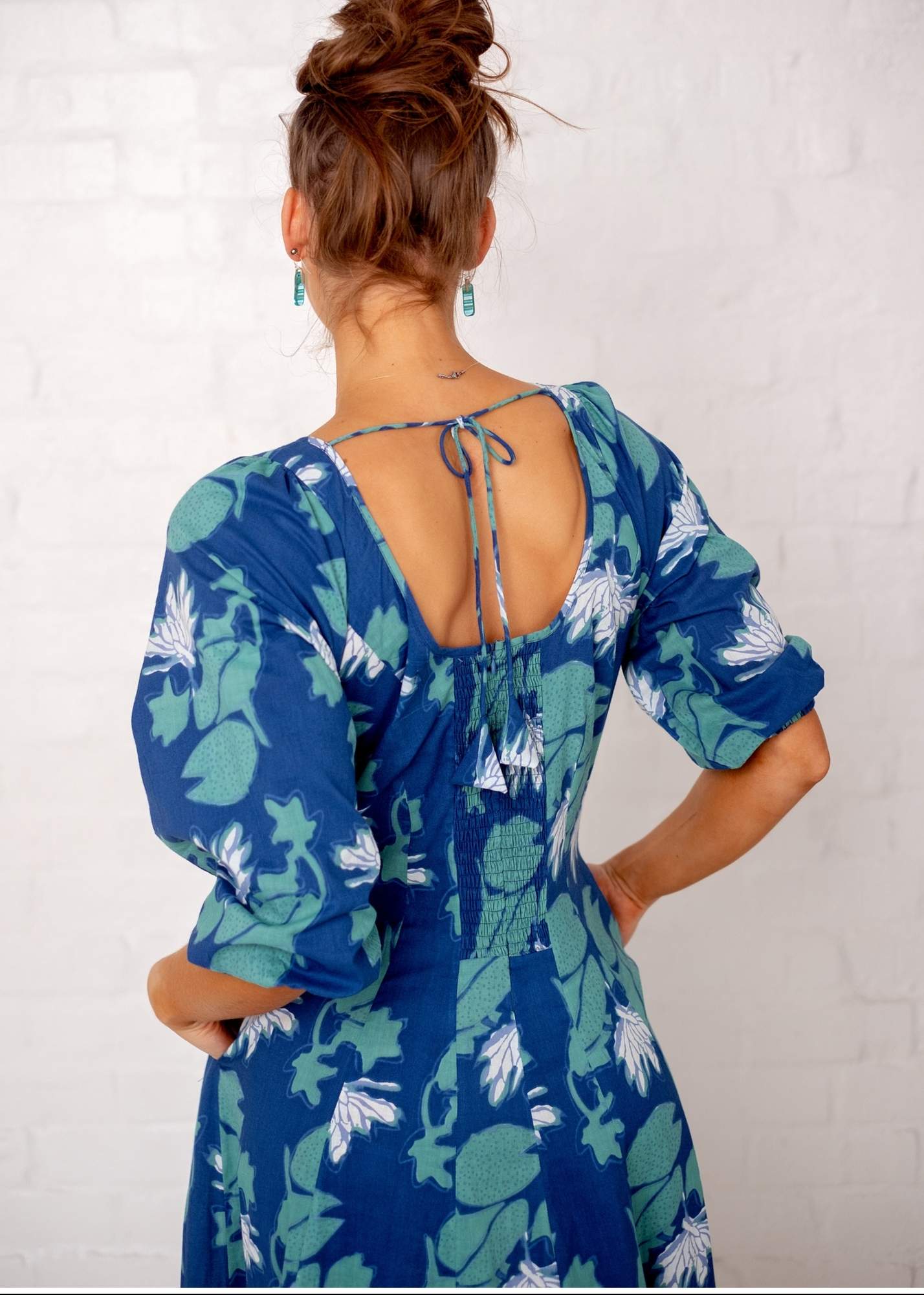 Tamsyn Dress,  Blue, White and Turquoise Print