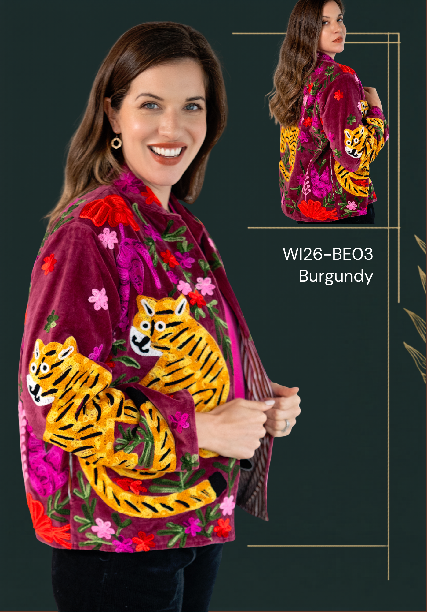 Bengal Bloom Jacket – Burgundy
