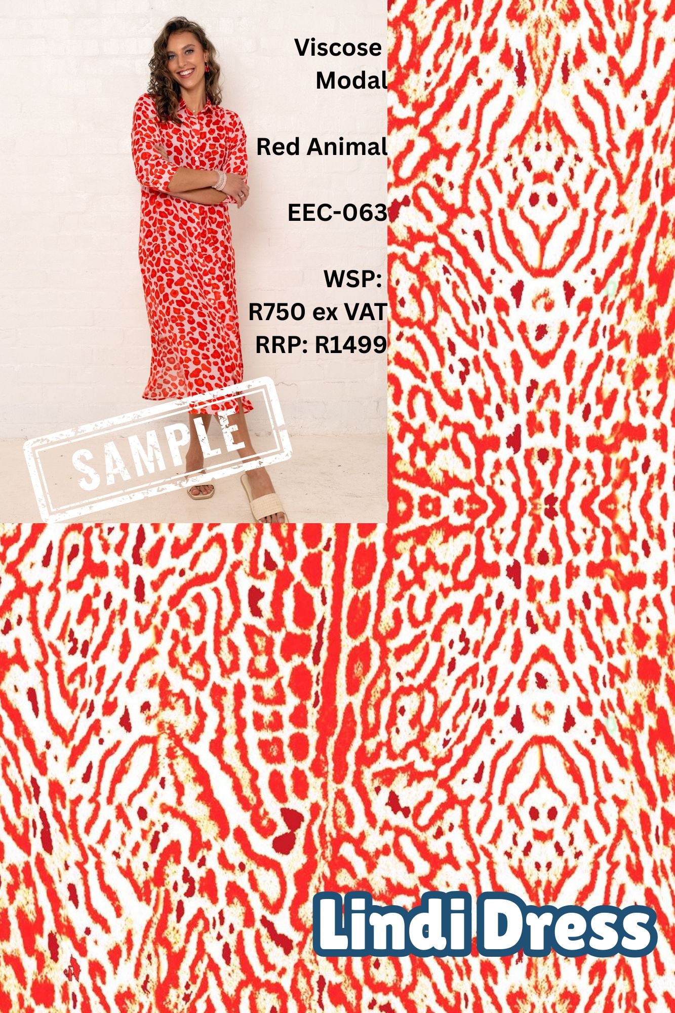 Lindi Dress in Red Animal