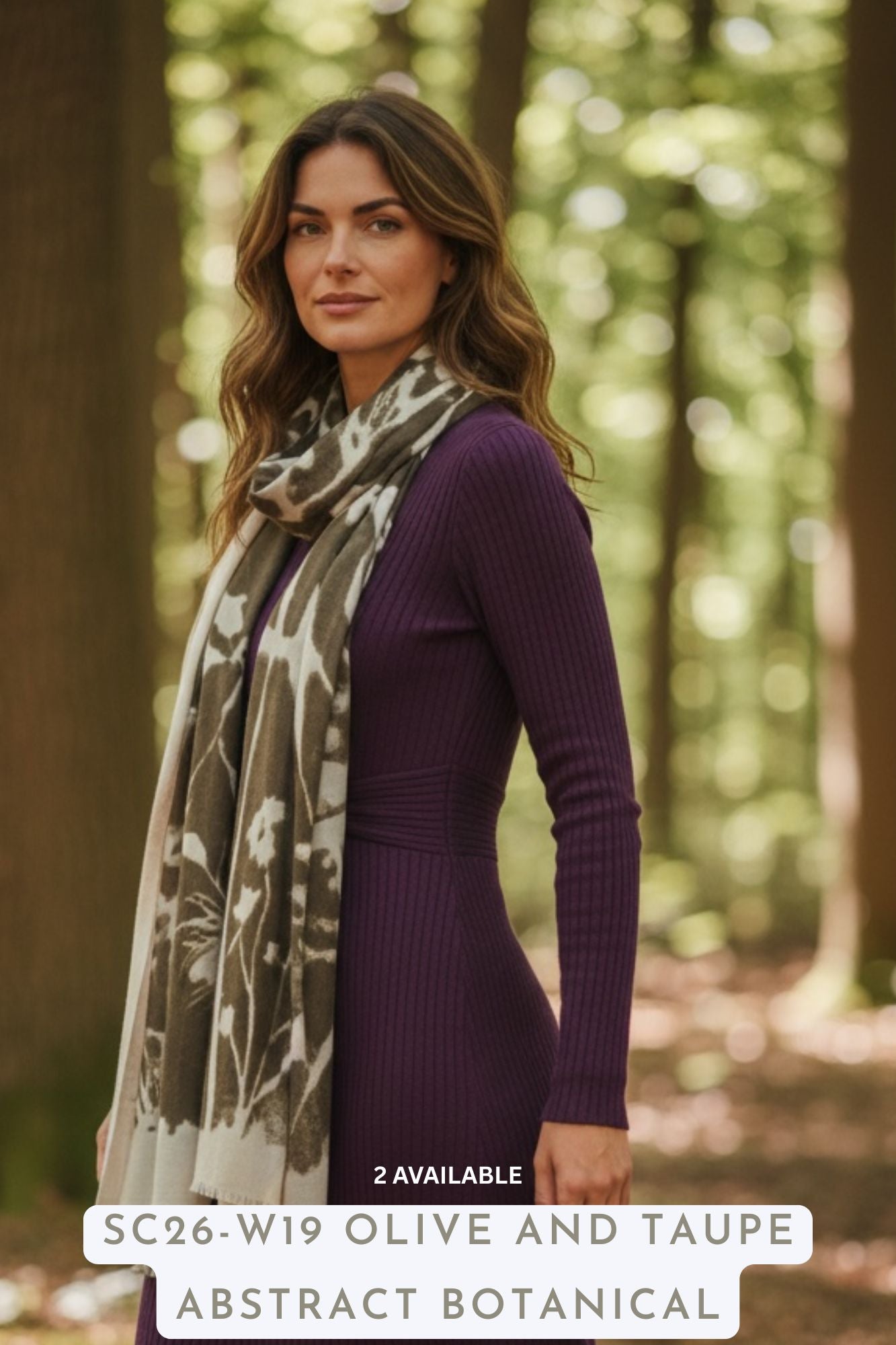 Winter Scarf Olive and Taupe Abstract Botanical