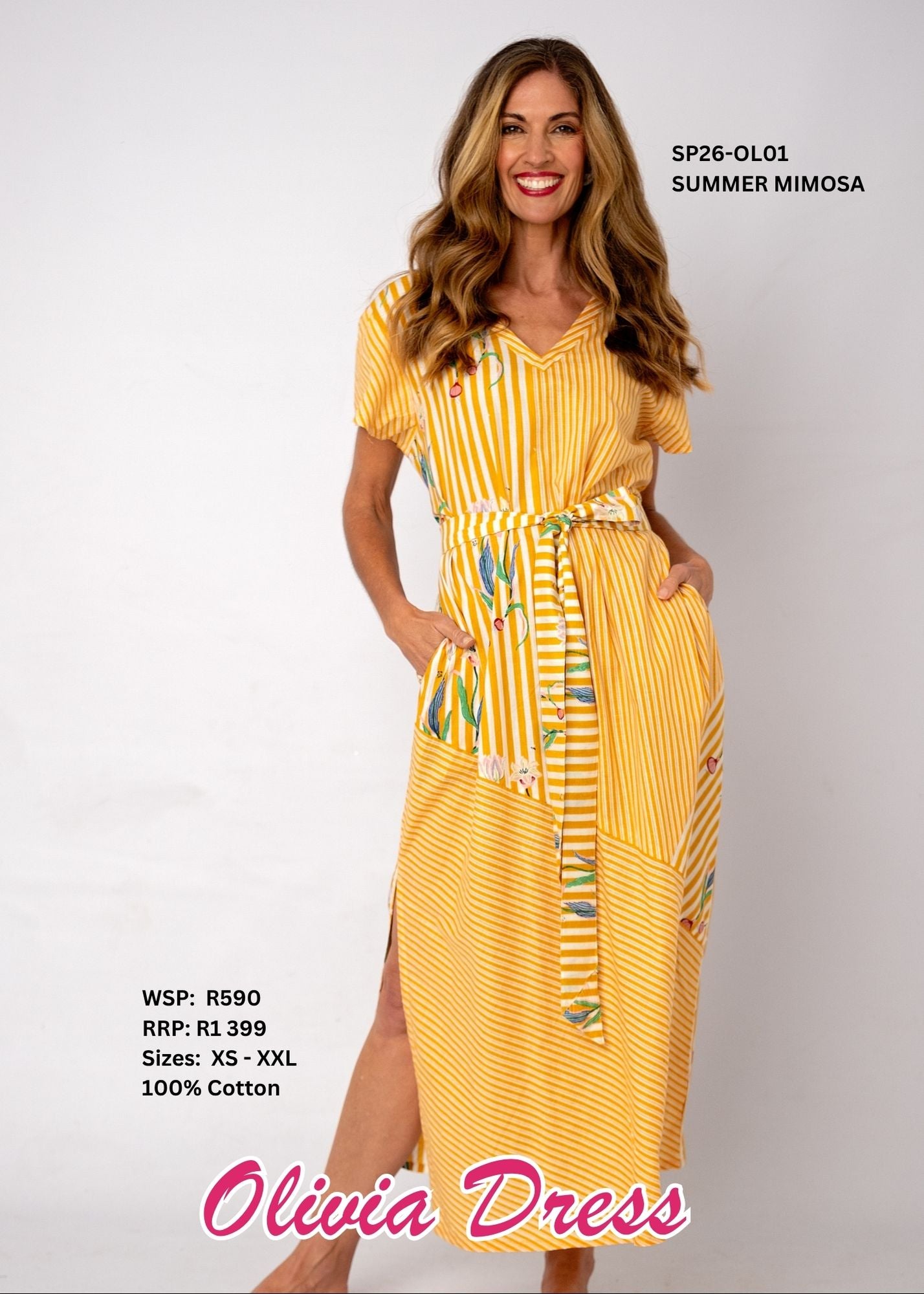 Olivia Cotton Midi Dress – Summer Mimosa