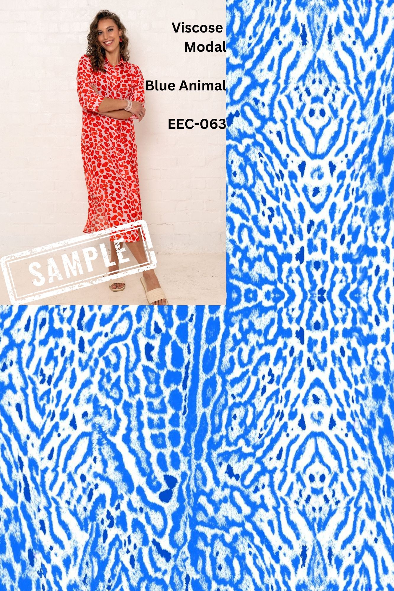 Lindi Dress in Blue Animal