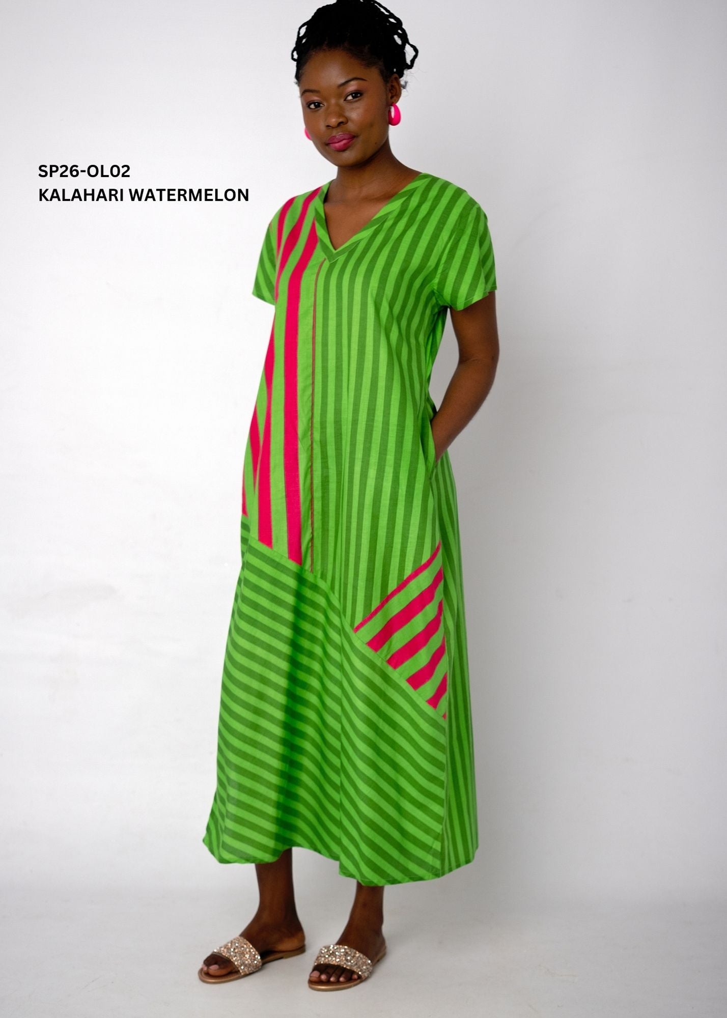 Olivia Cotton Midi Dress – Kalahari Watermelon