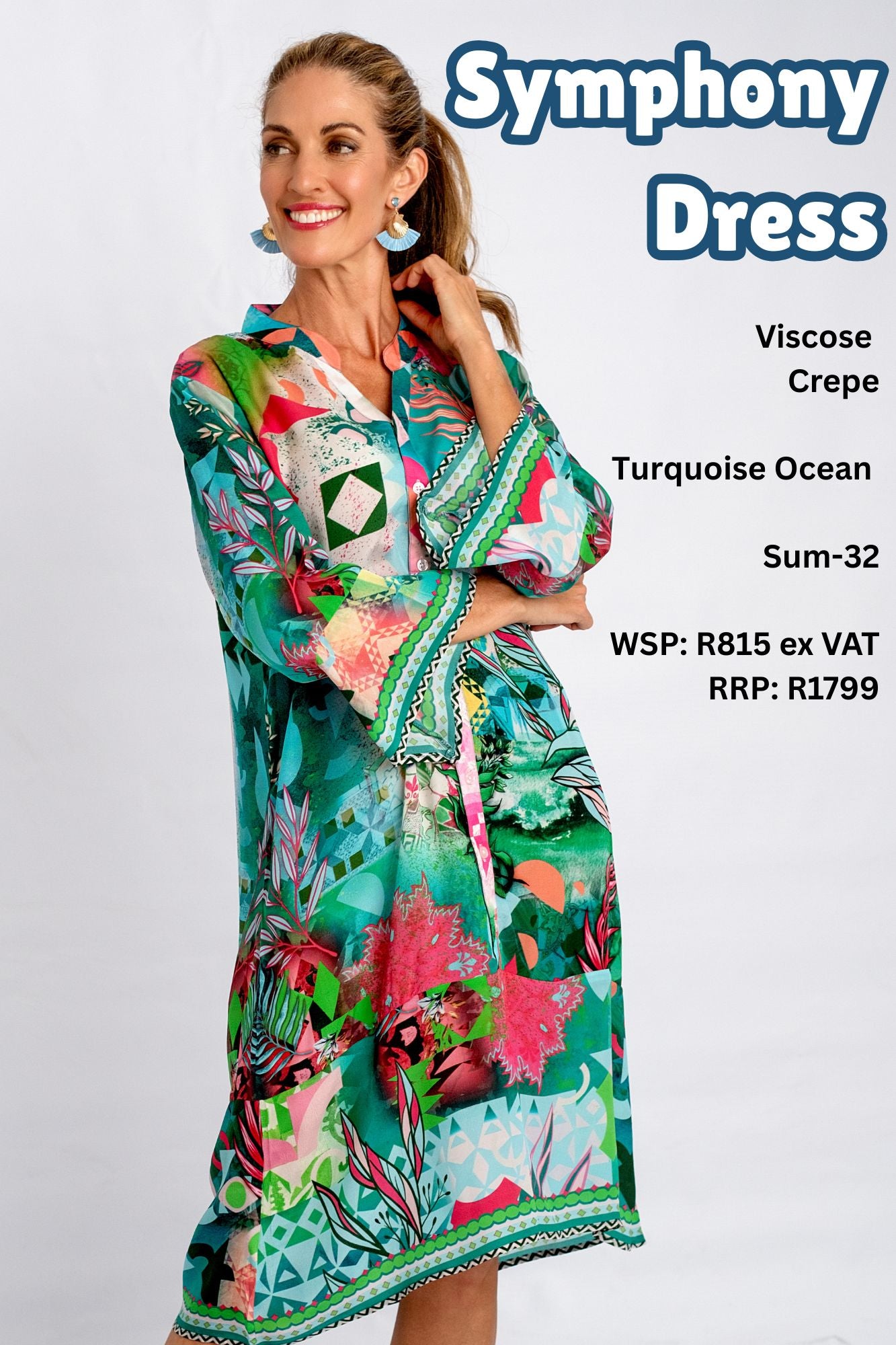 Symphony Dress in Turquoise Ocean