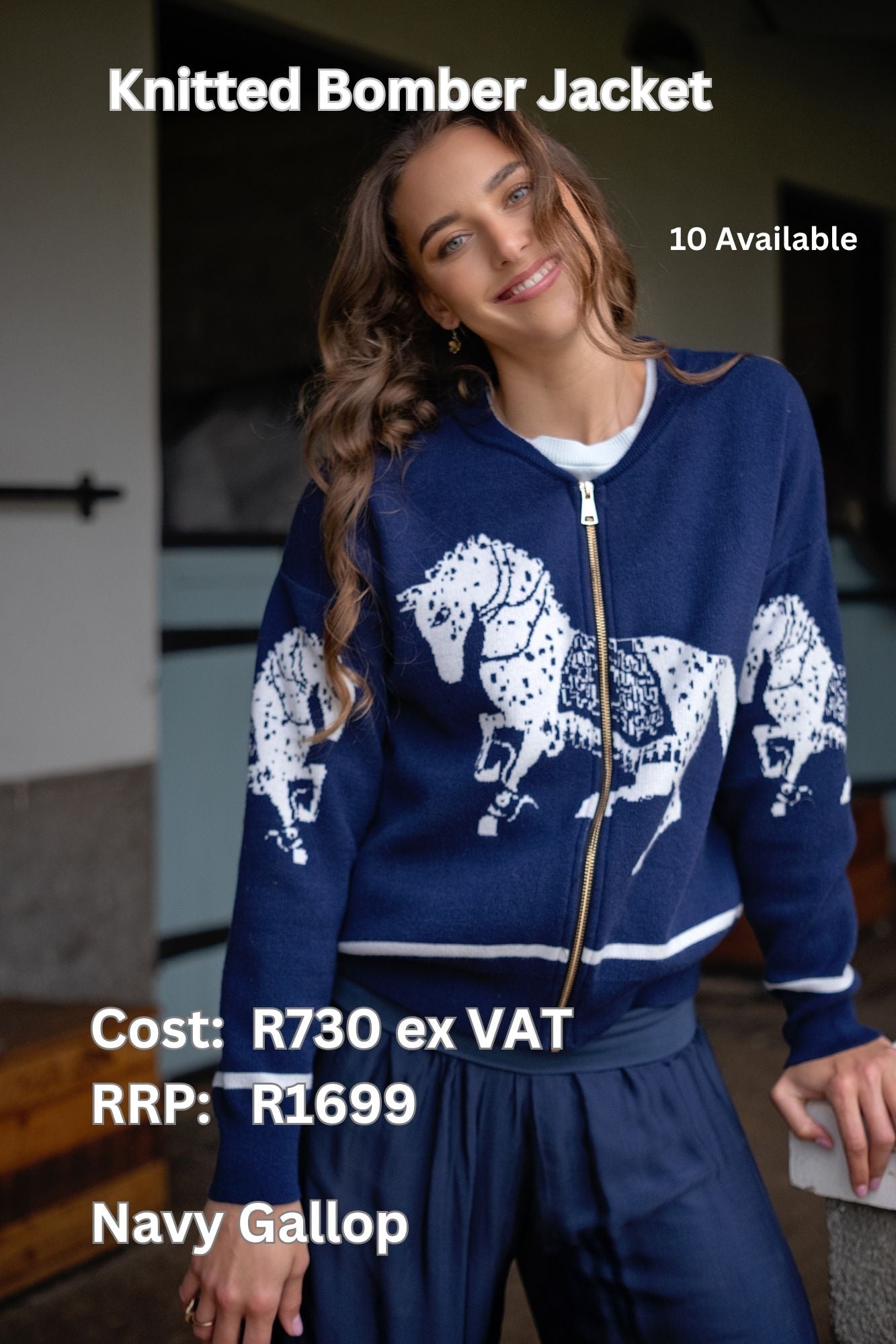 Knitted Bomber Jacket in Navy Gallop