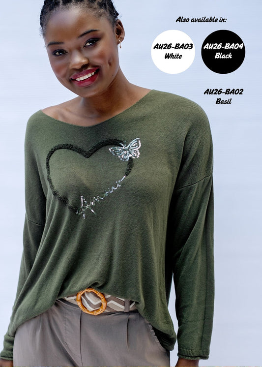 THE BUTTERFLY AMOUR KNIT IN BASIL