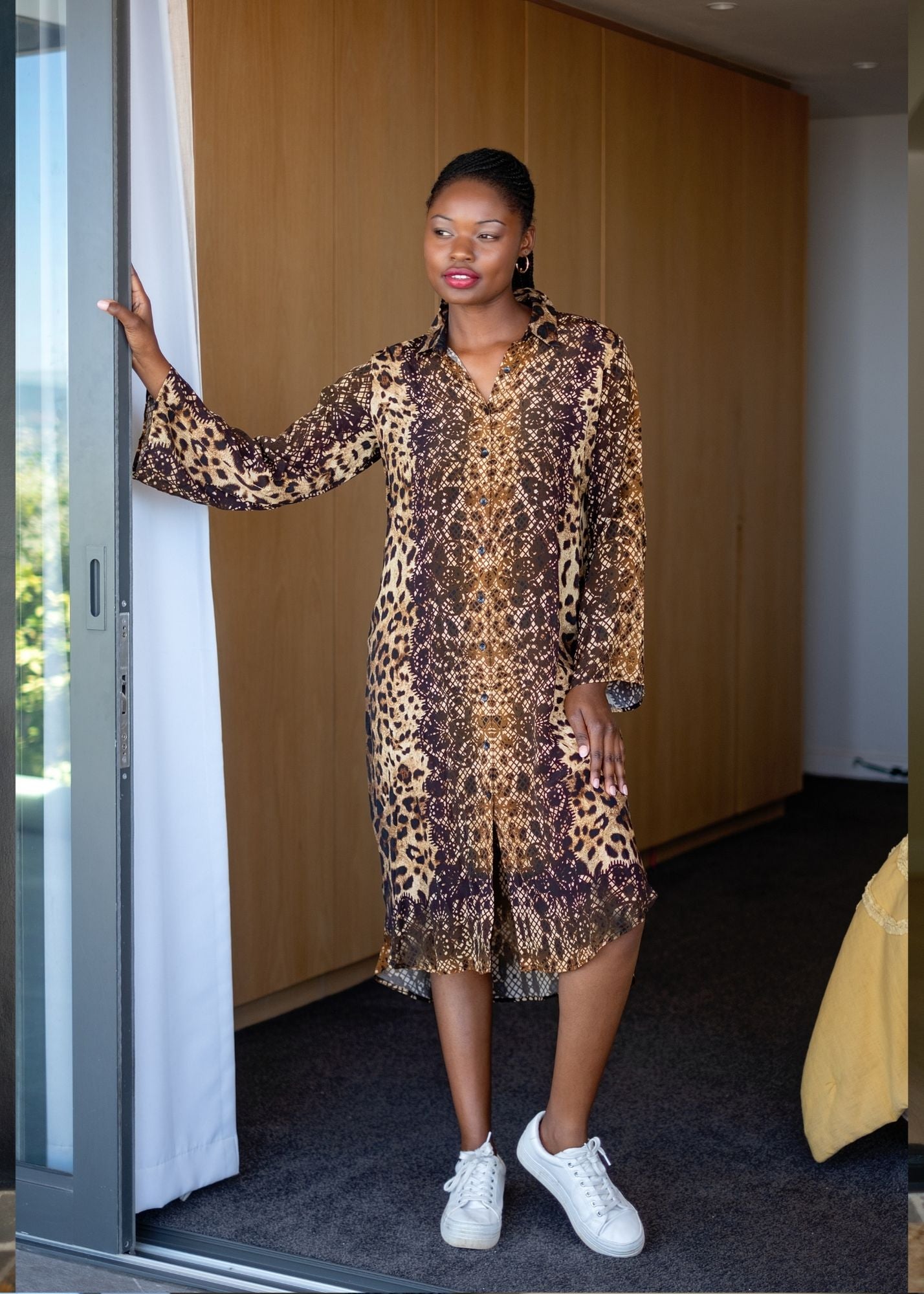Delia Dress in Brown Safari