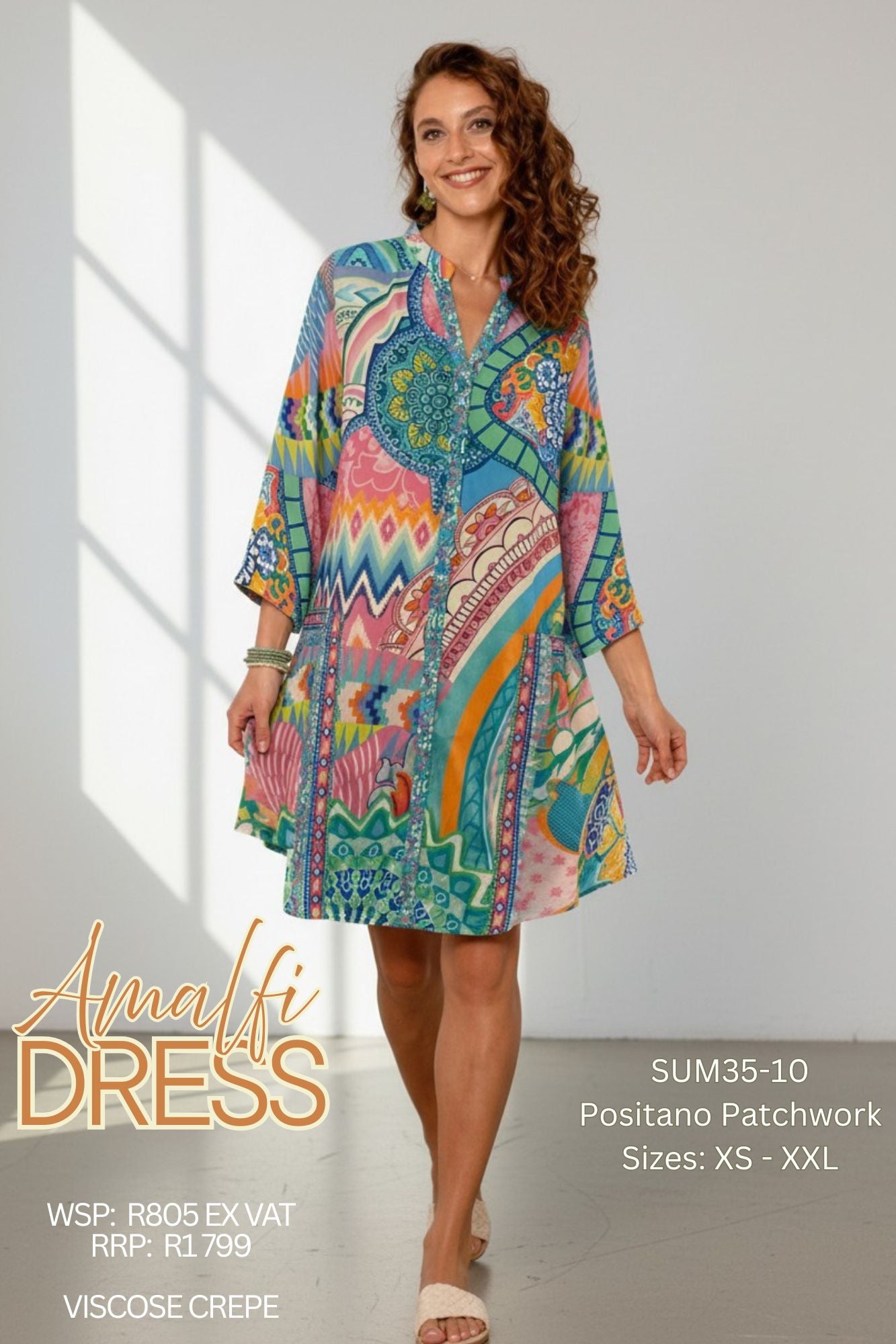 Amalfi Dress in Positano Patchwork