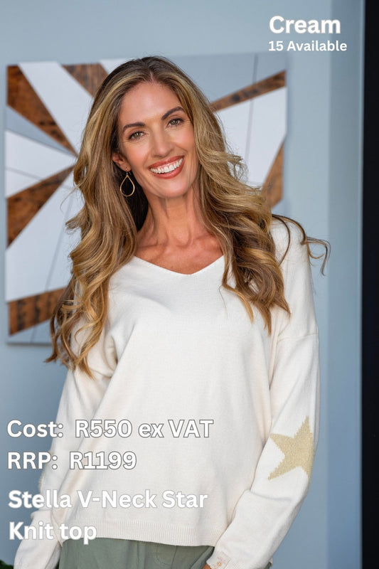 Stella Star V-Neck Knit in Cream