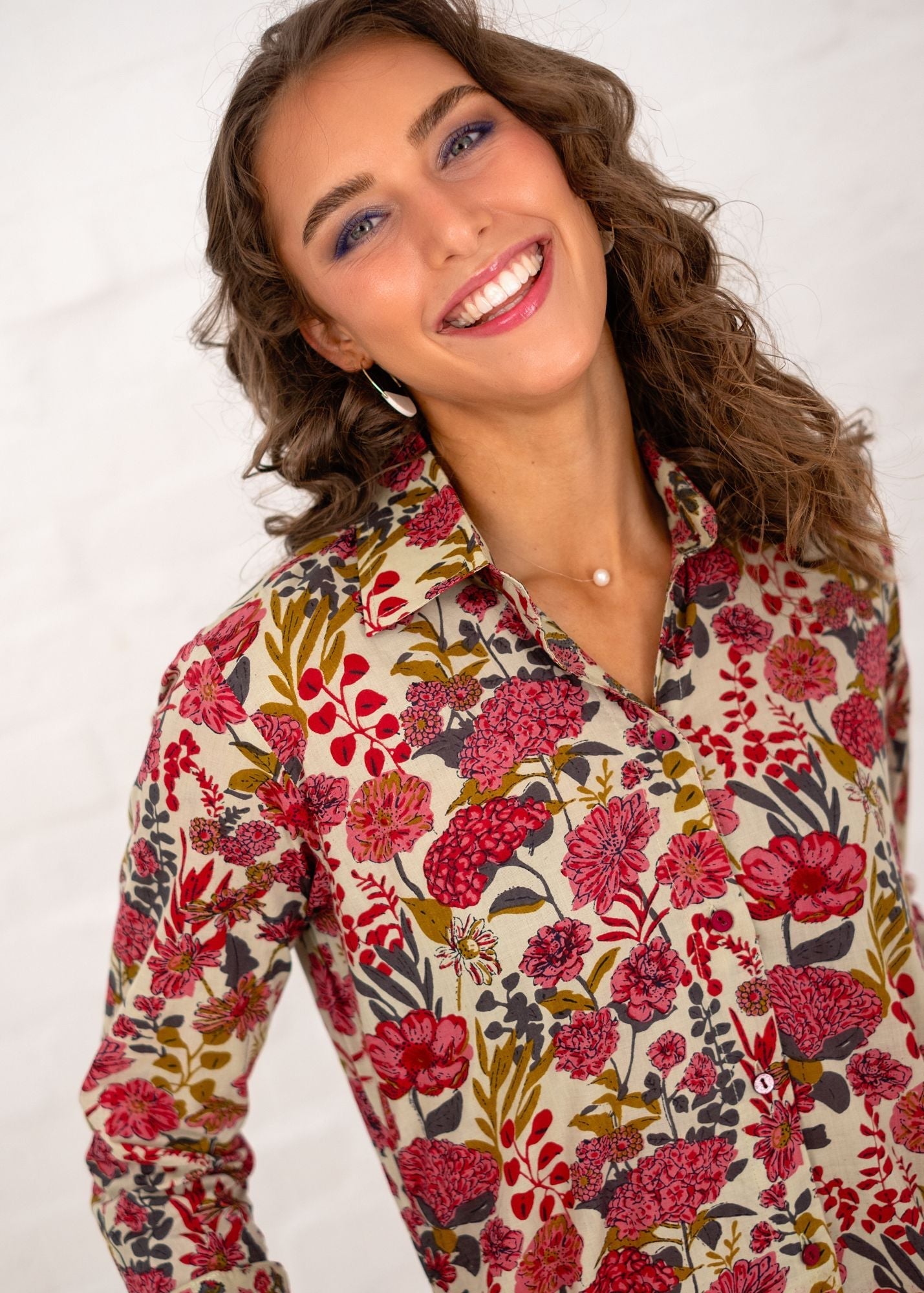 Emma dress in Dark Pink Floral