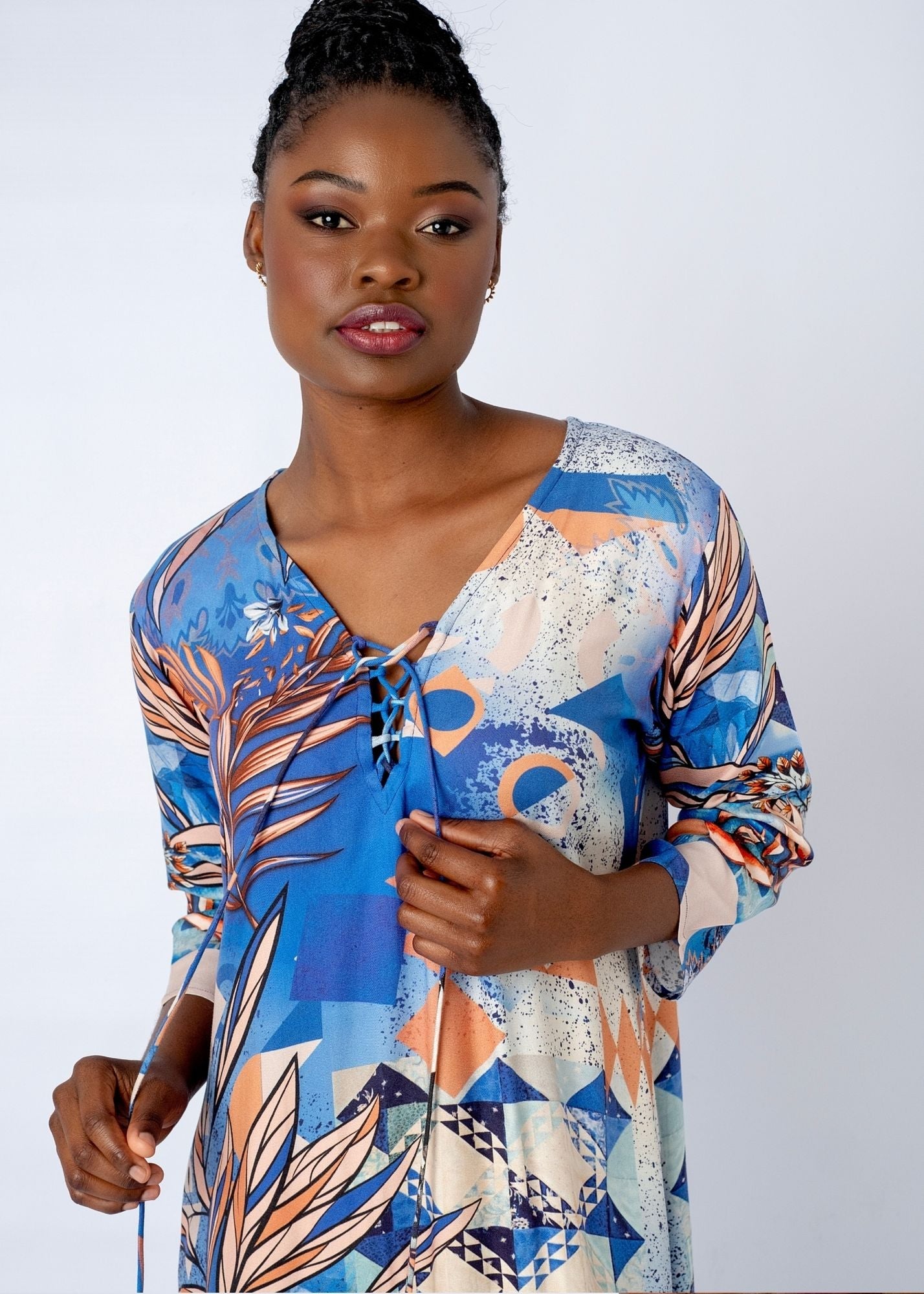 Angelica Dress With Straight Sleeve in Spice Route