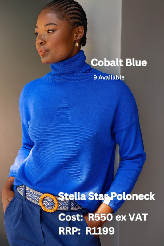 Stella Star Knit Polo Neck in Cobalt Blue