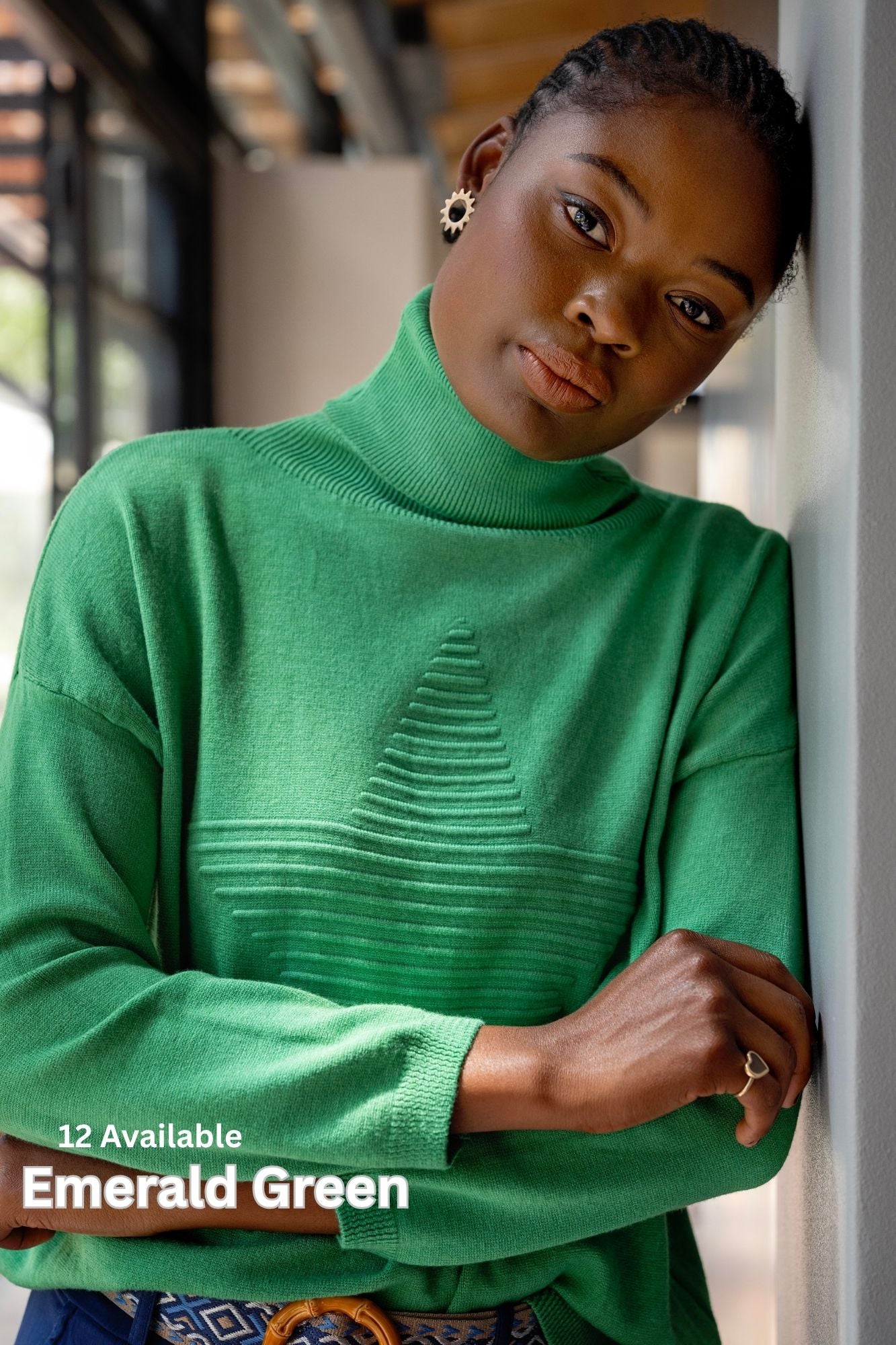 Stella Star Knit Polo Neck in Emerald