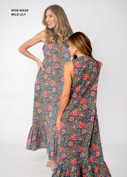 Maya V-Neck Cotton Maxi Dress – Wild Lily
