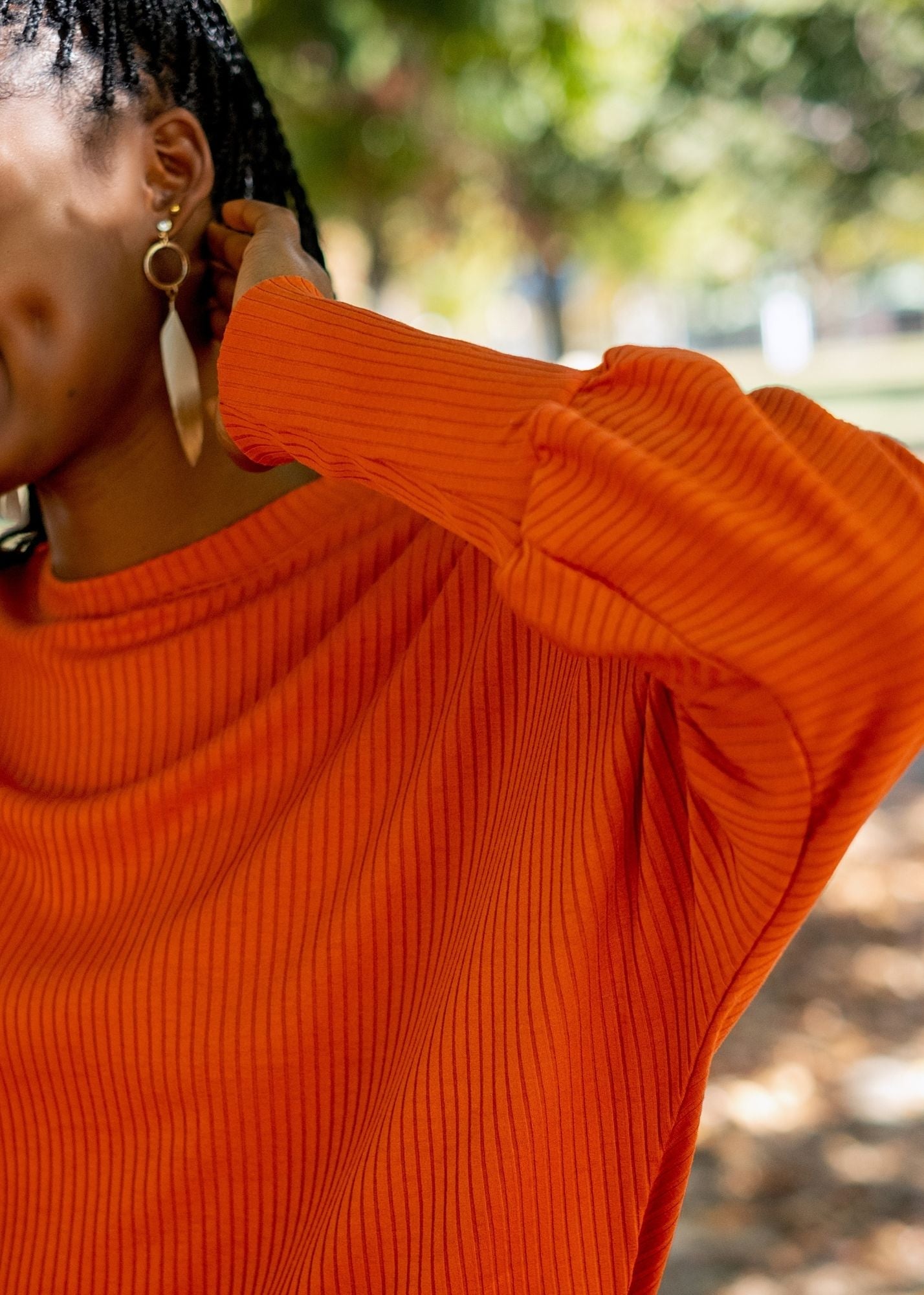 Round Neck Sweater Top,  Rust