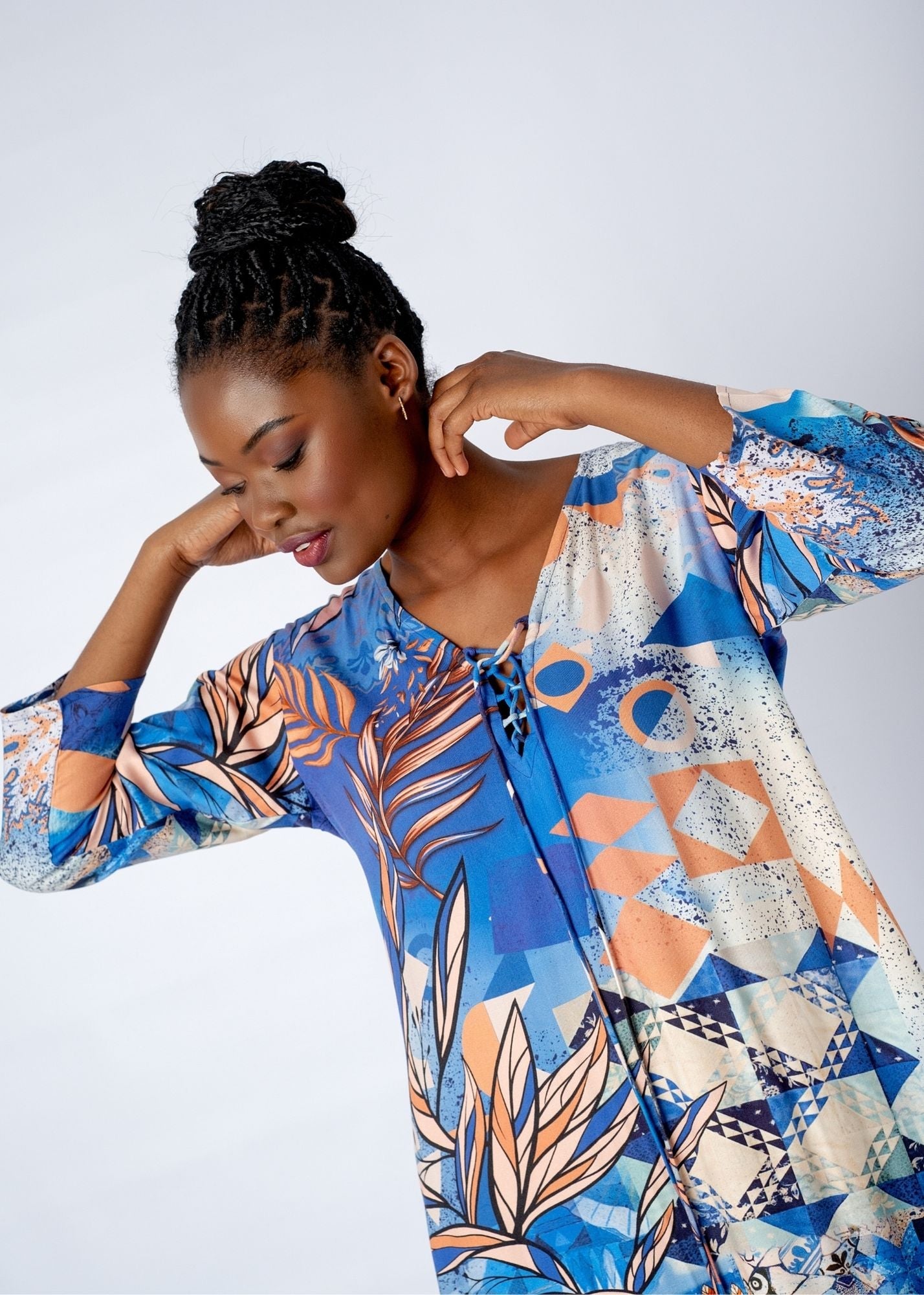 Angelica Dress With Straight Sleeve in Spice Route