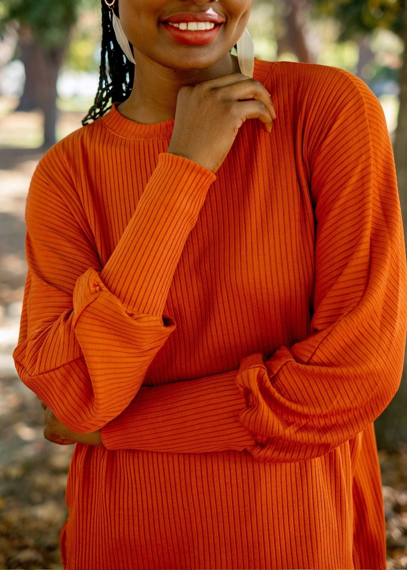 Round Neck Sweater Top,  Rust