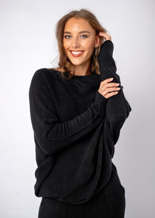 Urban Cozi Asymmetrical Sweater in Black