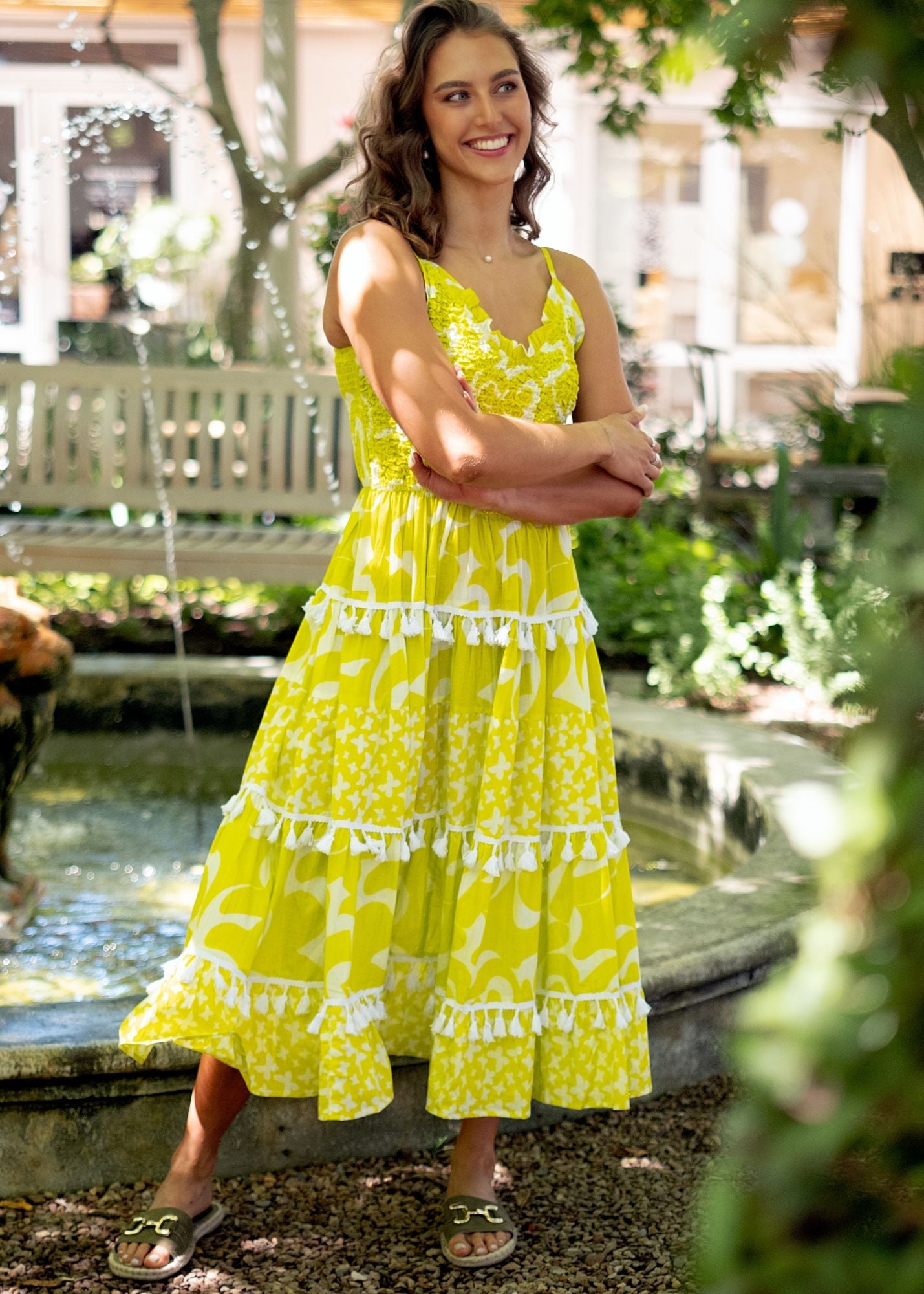 Marina Dress in Lemon Punch (Mid Calf Length)