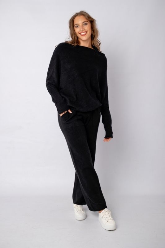 Urban Cozi Asymmetrical Sweater in Black