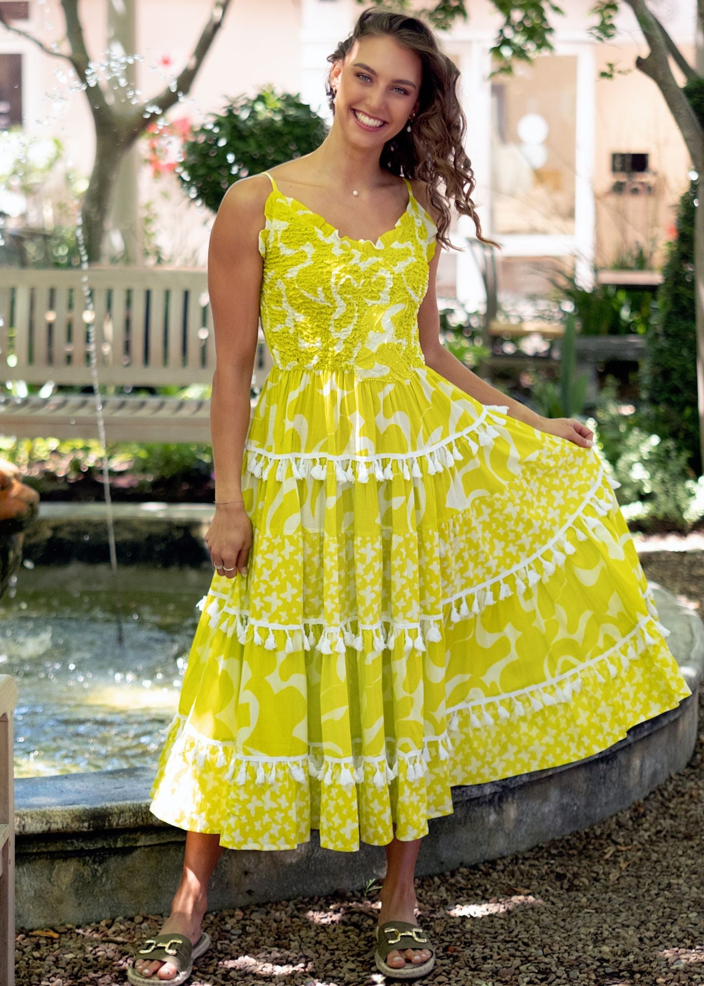 Marina Dress in Lemon Punch (Mid Calf Length)