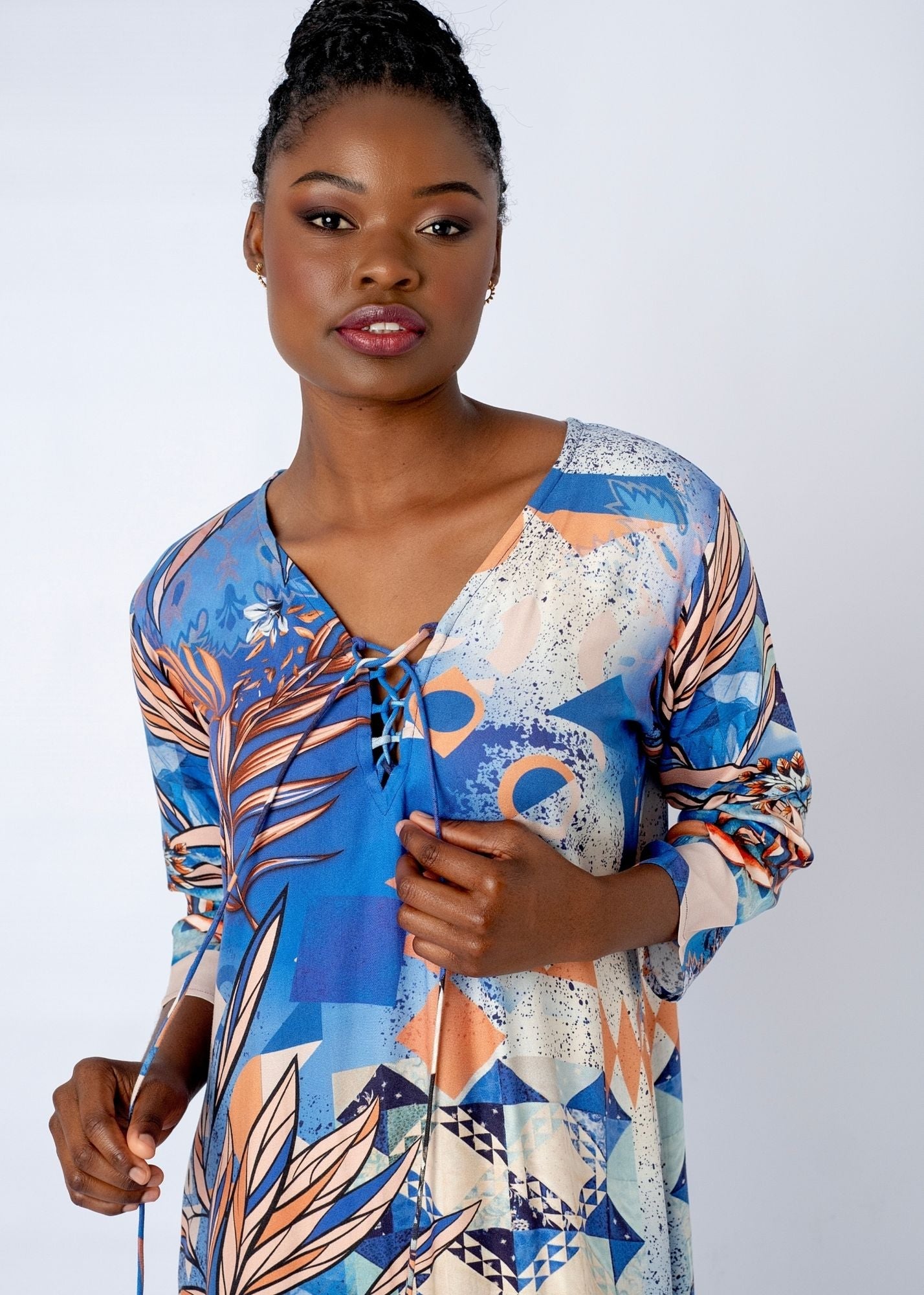 Angelica Dress With Straight Sleeve in Spice Route