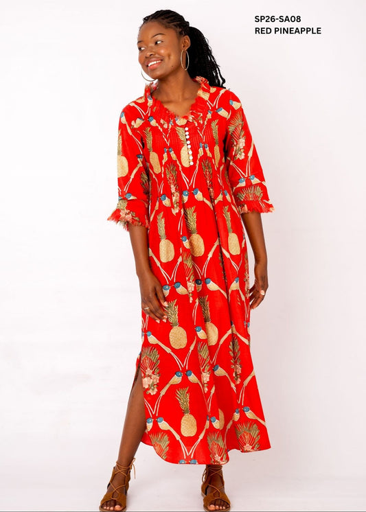 Sarah Long Cotton Dress – Red Pineapple