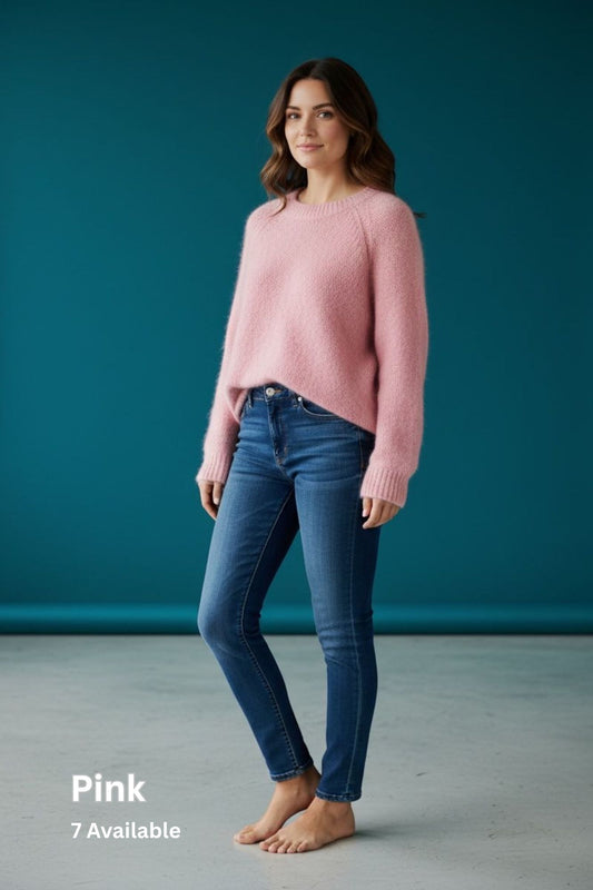 Round Neck Simple Knit in Pink