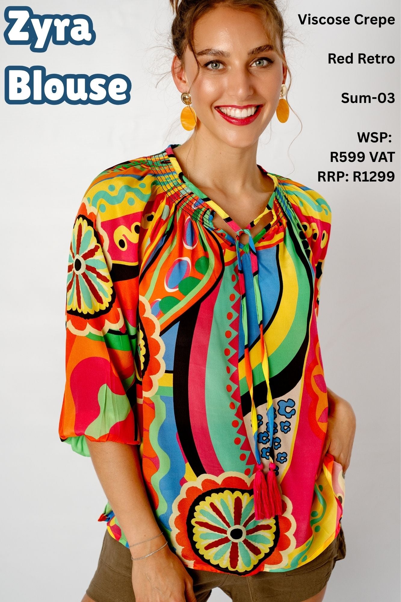 Zyra Blouse in Red Retro