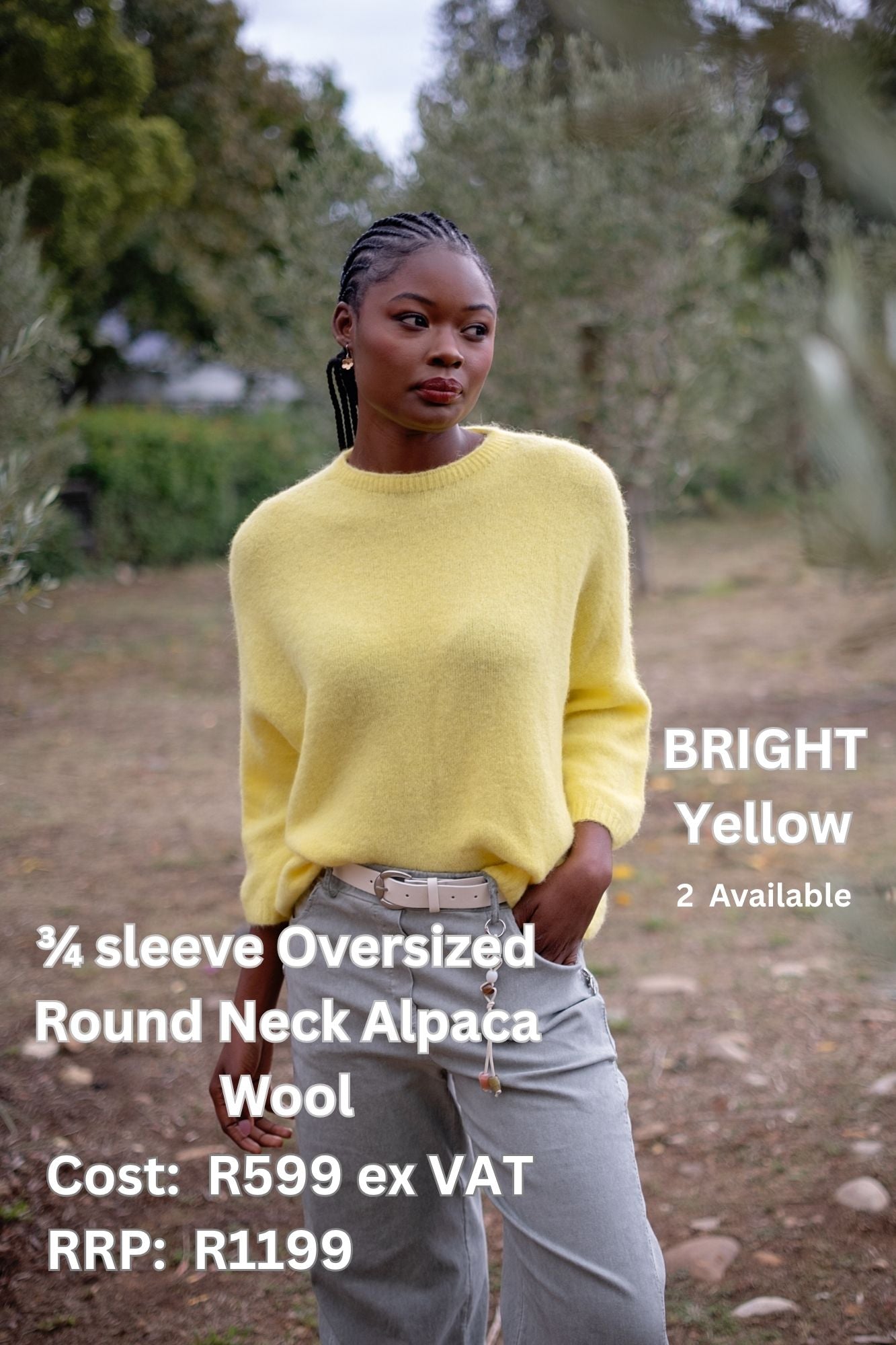 Oversized Alpaca Wool Simple Knit Jumper – BRIGHT yellow