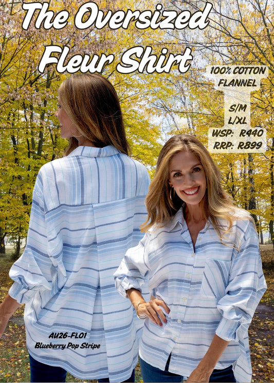 THE FLEUR SHIRT IN BLUEBERRY POP STRIPE