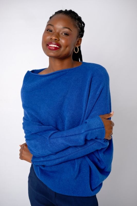 Urban Cozi Asymmetrical Sweater in Blue