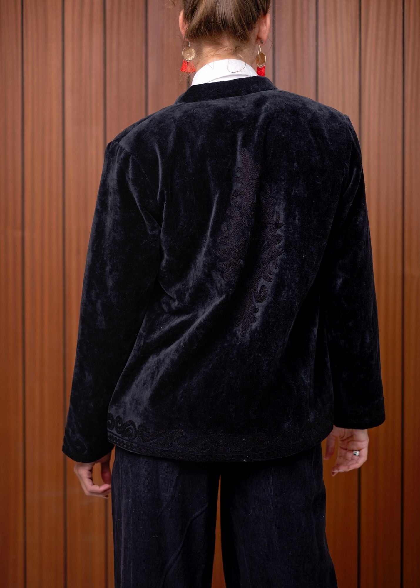 Gia Embossed Velvet Jacket in Midnight