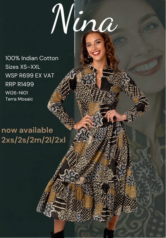 Nina Tiered Midi Dress – Terra Mosaic