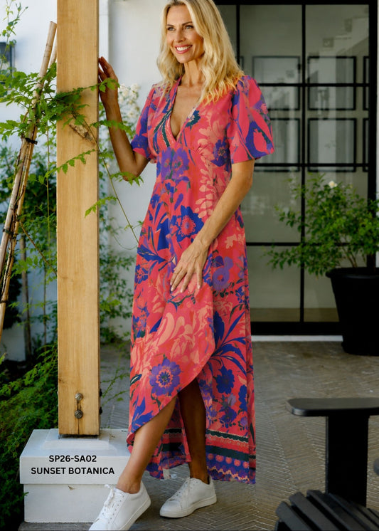 Savannah Tropical Floral Maxi Dress – Sunset Botanica